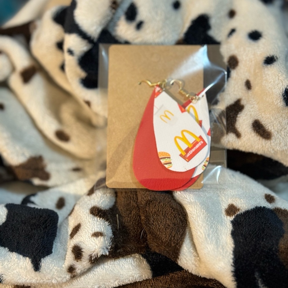 Red Teardrop Earrings with Logo